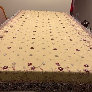 Beautiful hand beaded table cloth from India